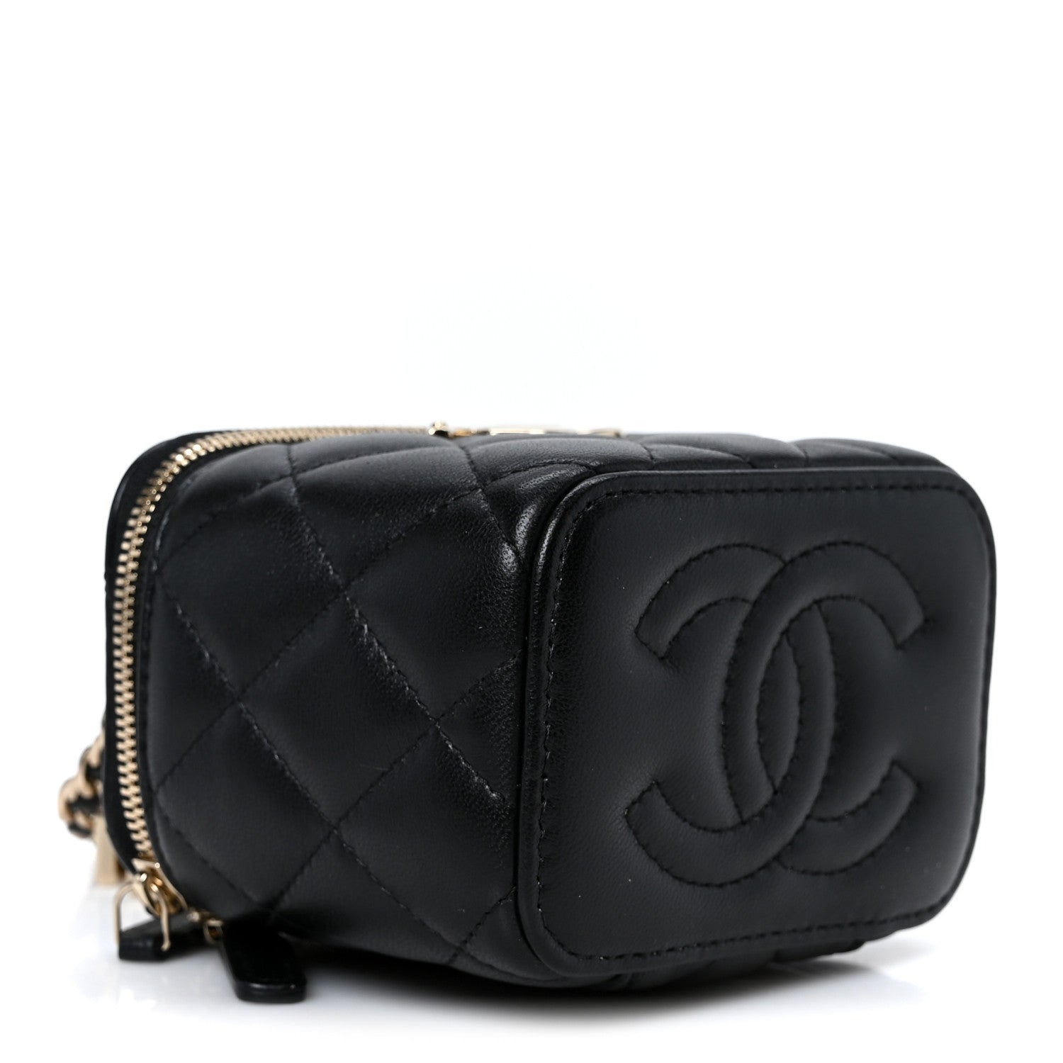 Chanel Lambskin Quilted Mini CC Crush Vanity Case With Chain Black 3 of 11