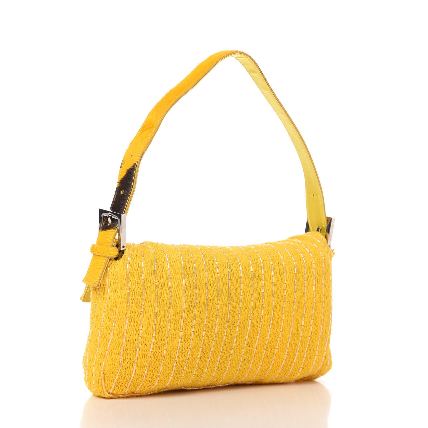Knit Calf Hair Beaded Baguette Yellow