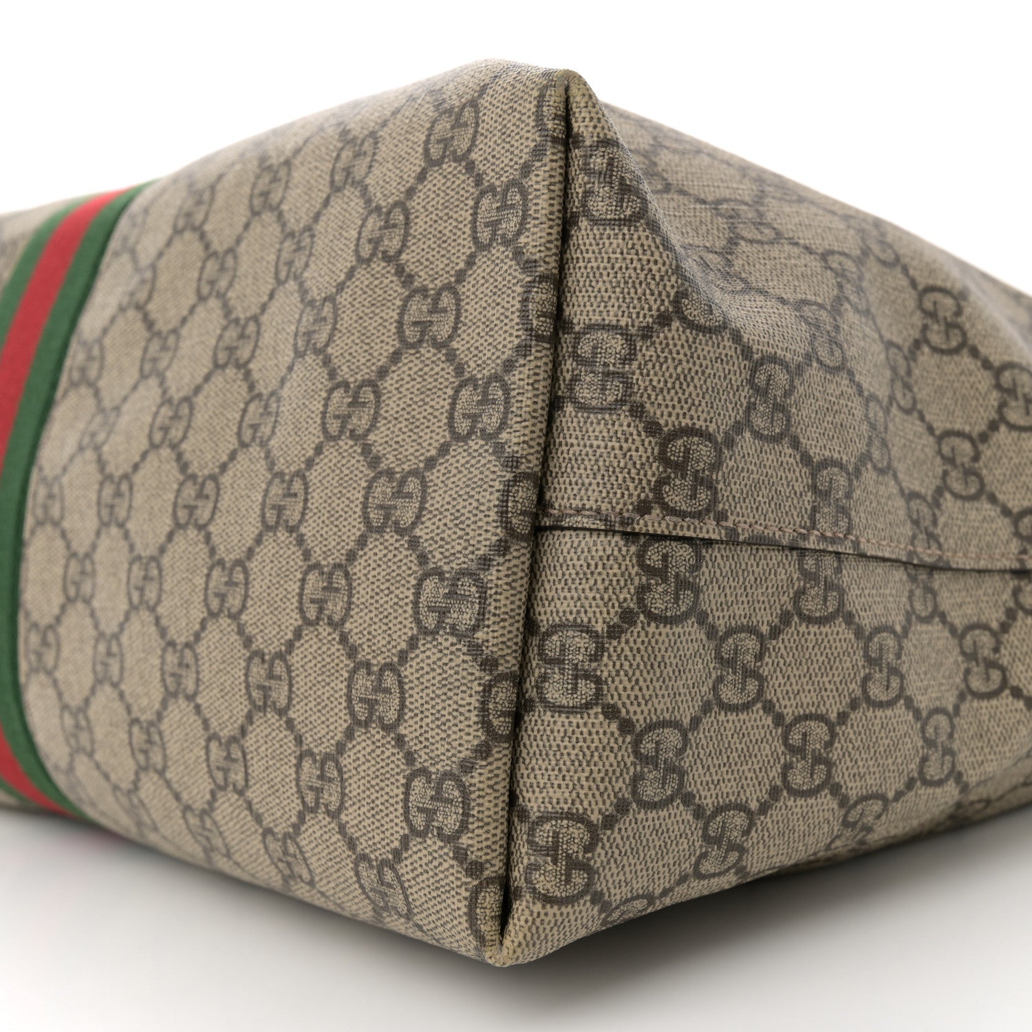Gucci GG Supreme Monogram Textured Calfskin Web Medium Ophidia Shopping Tote Beige Ebony New Acero 10 of 12