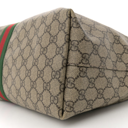 Gucci GG Supreme Monogram Textured Calfskin Web Medium Ophidia Shopping Tote Beige Ebony New Acero 10 of 12