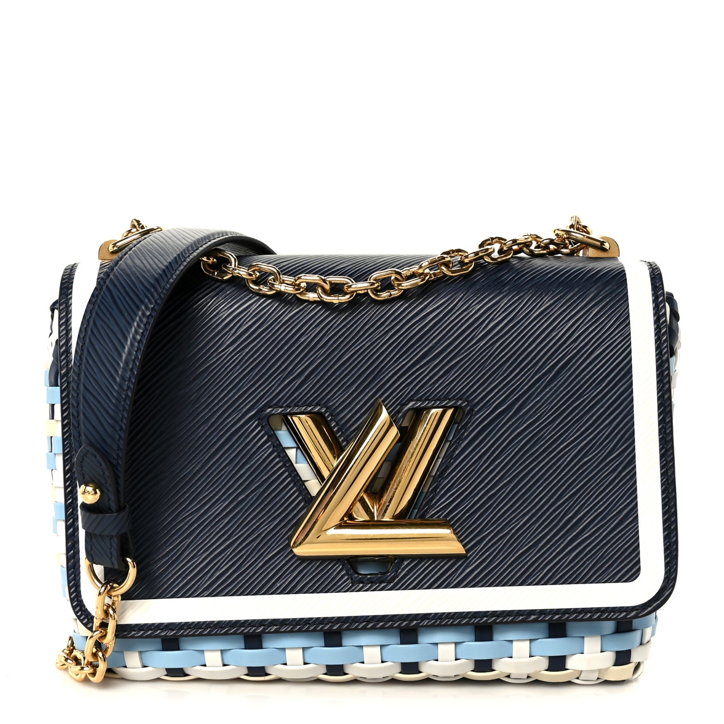 Epi Guinguette Twist Shoulder Bag MM Indigo Blue