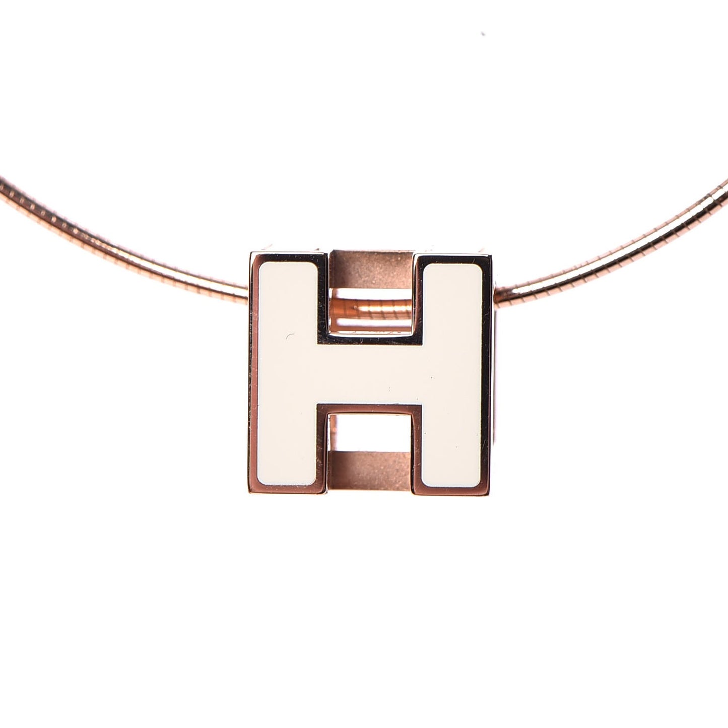 Rose Gold Lacquered Cage d'H Necklace White