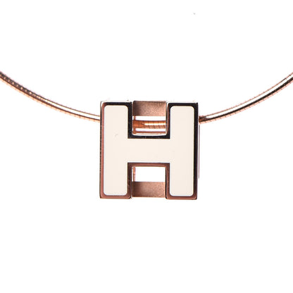 Hermes Rose Gold Lacquered Cage d'H Necklace White 3 of 7