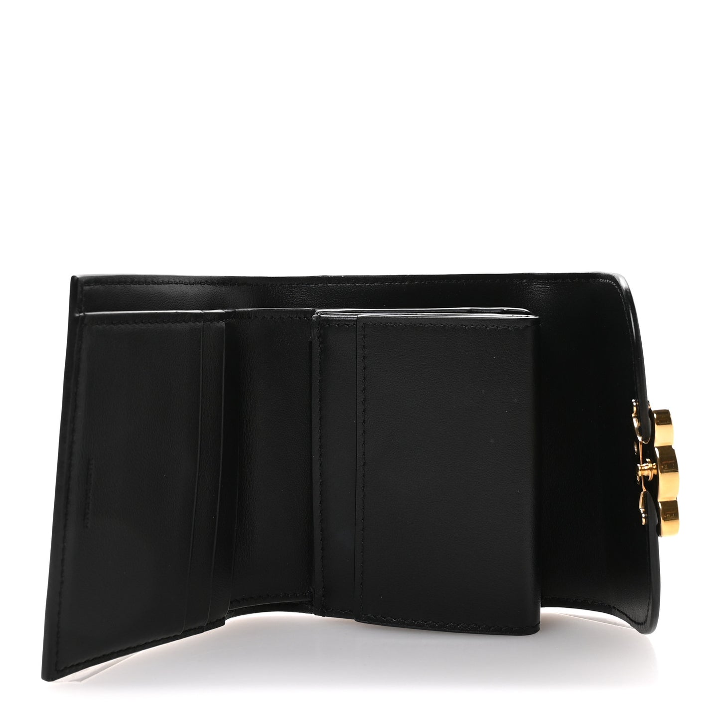 Shiny Calfskin Small Triomphe Wallet Black