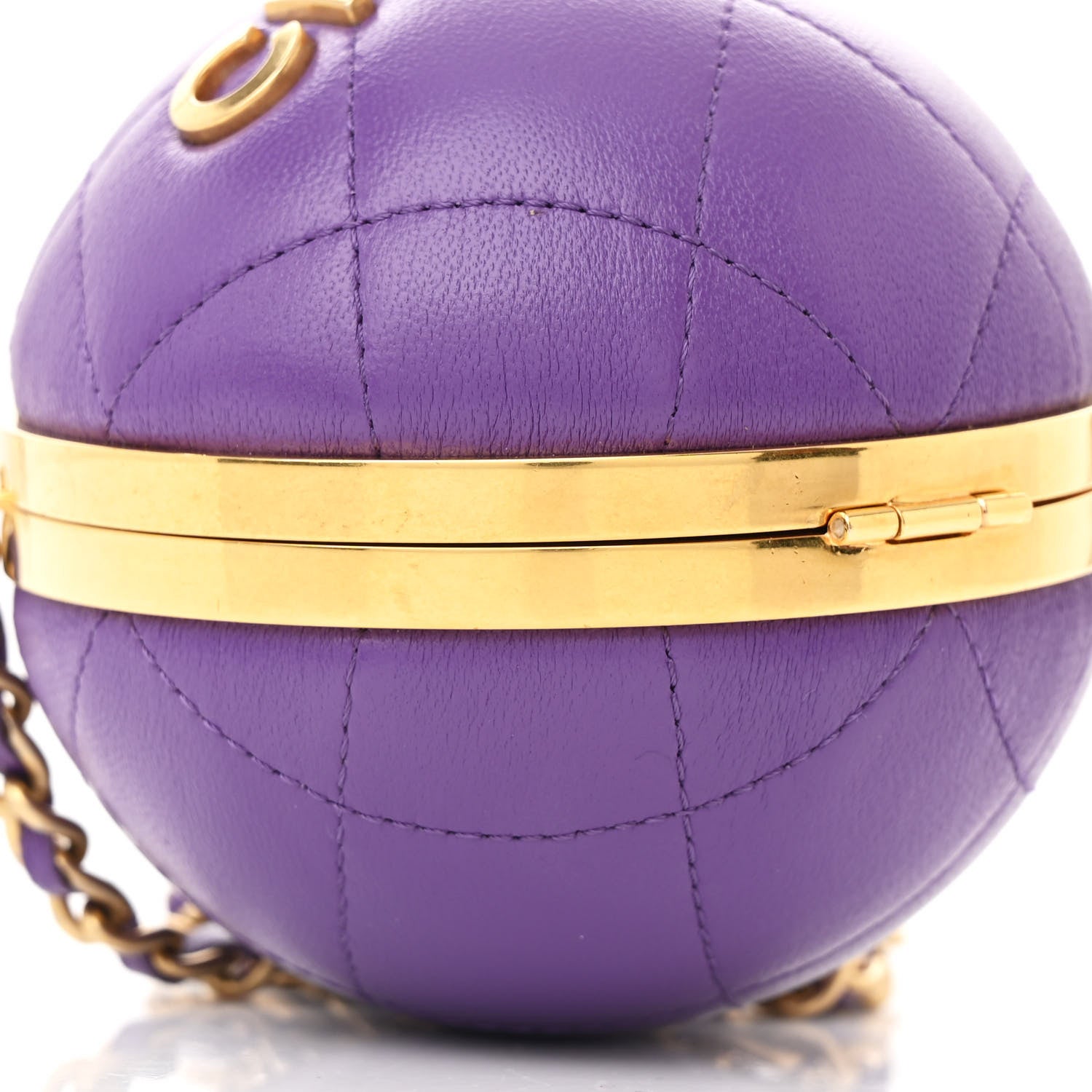 Chanel Lambskin CC Minaudiere Sphere Chain Clutch Purple 8 of 9