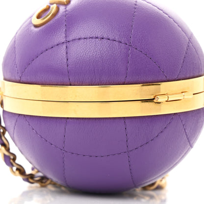 Chanel Lambskin CC Minaudiere Sphere Chain Clutch Purple 8 of 9