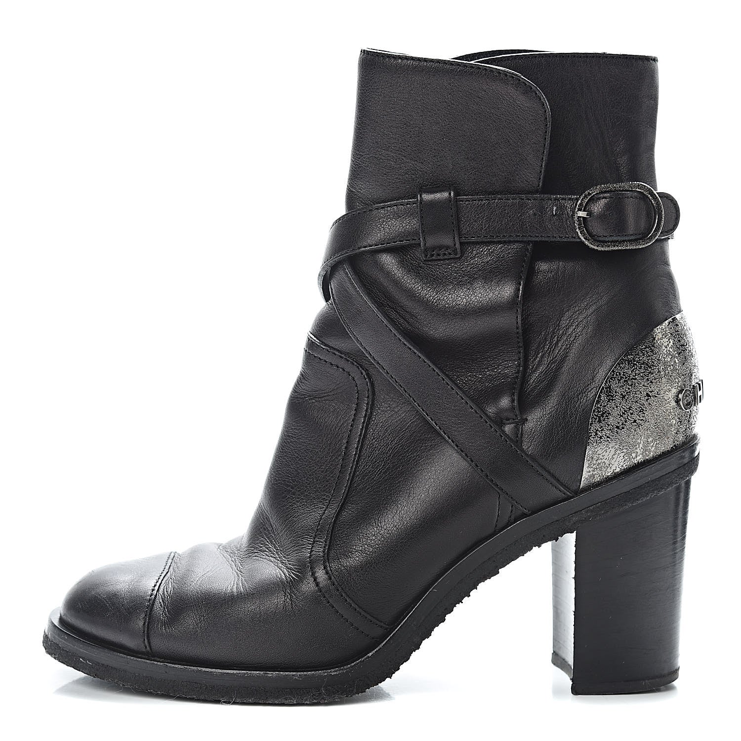 Chanel Lambskin CC Buckle Short Boots 36.5 Black 1 of 11