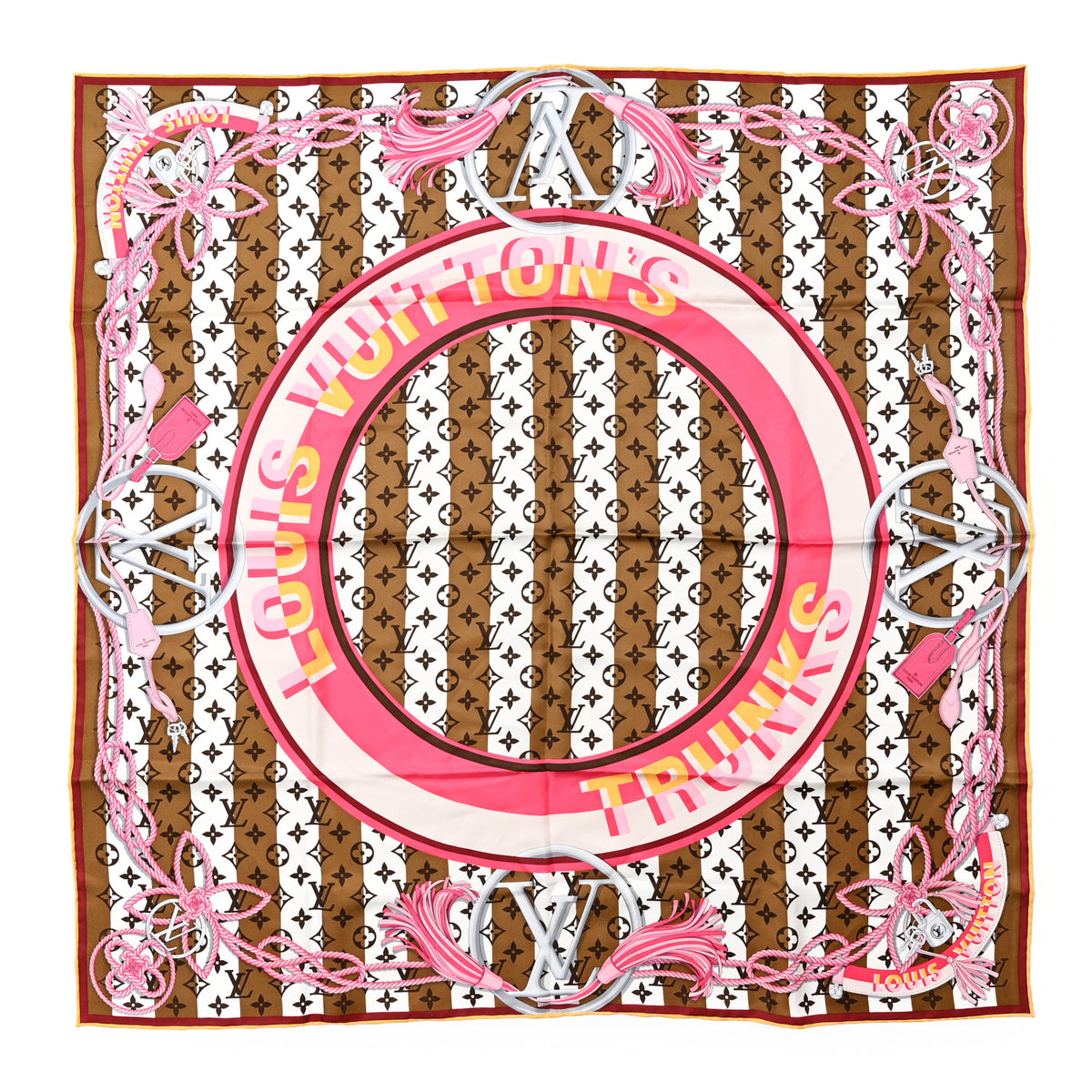 Silk Monogram Trunks And Bags Square Scarf Multicolor