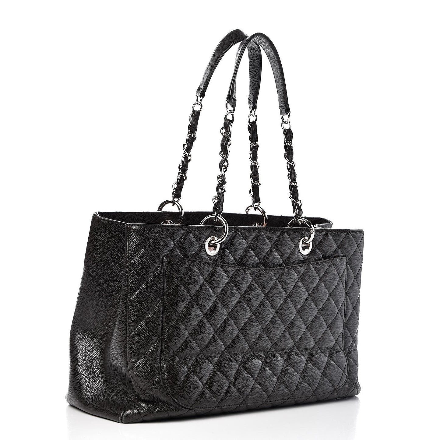 Caviar Quilted XL Grand Shopping Tote GST Dark Grey
