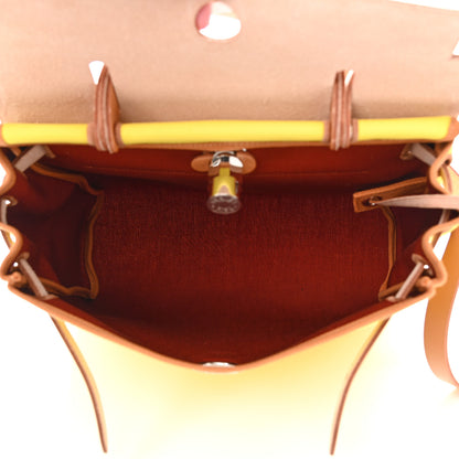 Hermes Military Toile Vache Hunter Herbag Zip Retourne 31 PM Lime Naturel Sable Rouge Garance 5 of 10