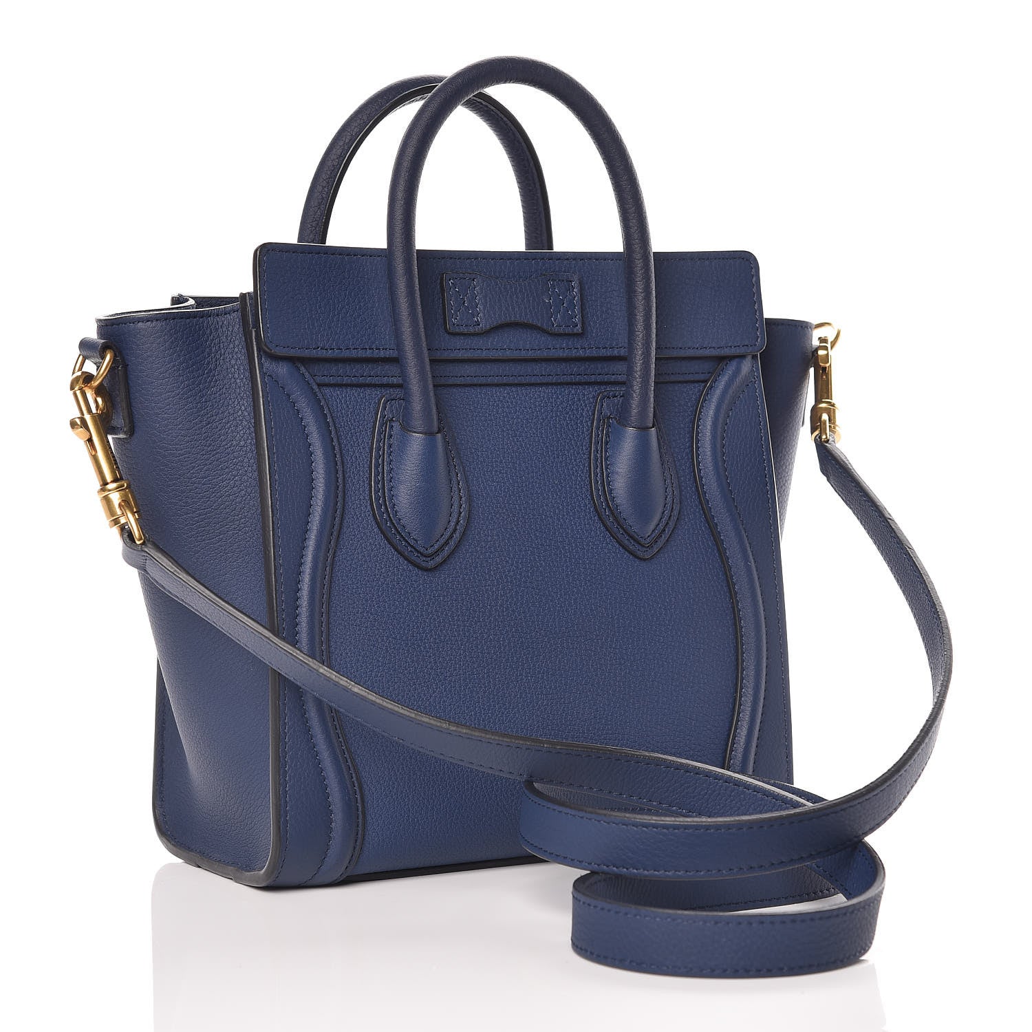 Celine Drummed Calfskin Nano Luggage Marine 6 of 13
