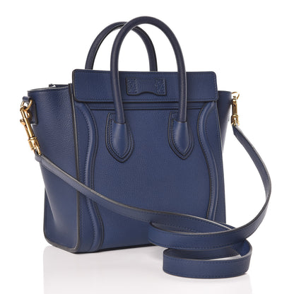 Celine Drummed Calfskin Nano Luggage Marine 6 of 13