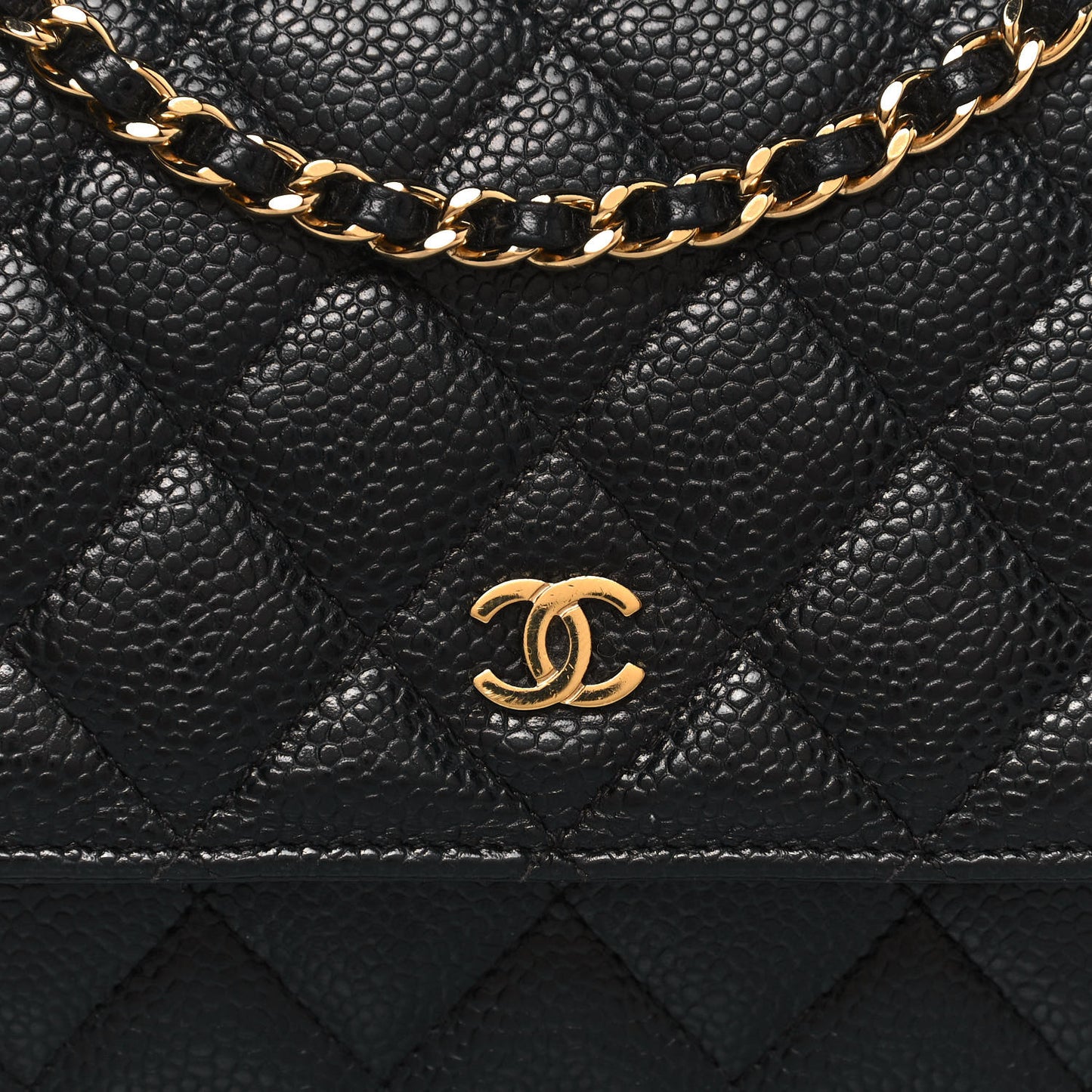 Caviar Quilted Wallet On Chain WOC Black