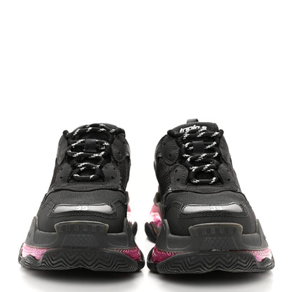 Balenciaga Fabric Mesh Clear Sole Womens Triple S Sneakers 39 Black Pink Neon 2 of 16