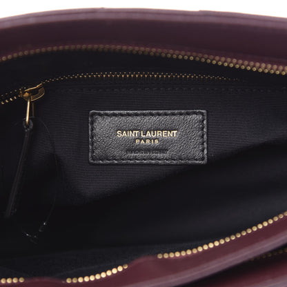 Saint Laurent Grain de Poudre Matelasse Chevron Small Tribeca Shopping Bag Rouge Legoin 6 of 9