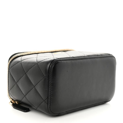 Chanel Lambskin Quilted Pearl Crush Small Vanity Case With Chain Black 4 of 13