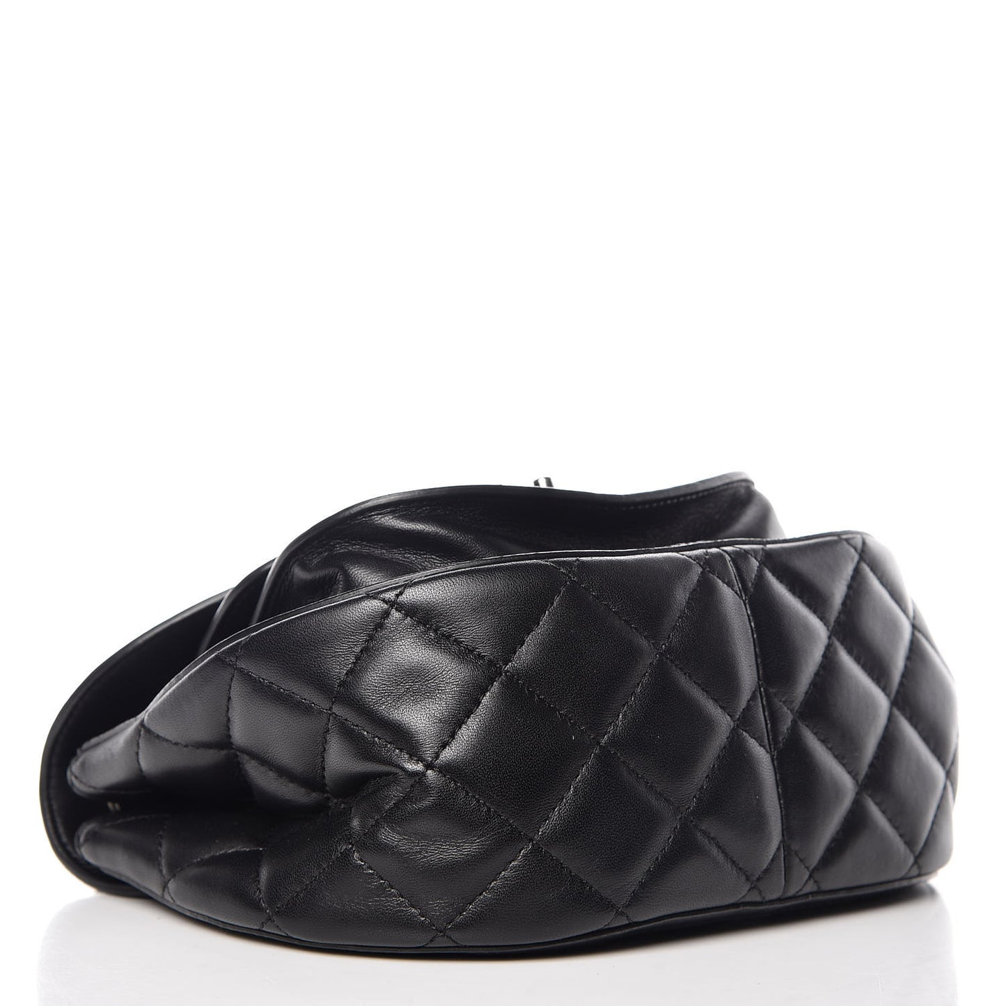 Lambskin Quilted Messenger Flap Black