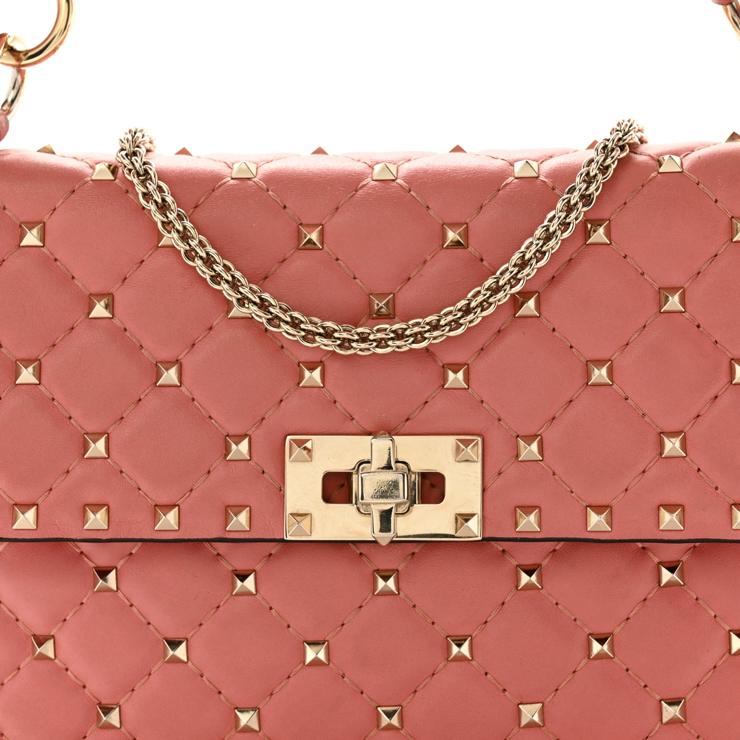 Nappa Medium Rockstud Spike Shoulder Bag Paradise Rose