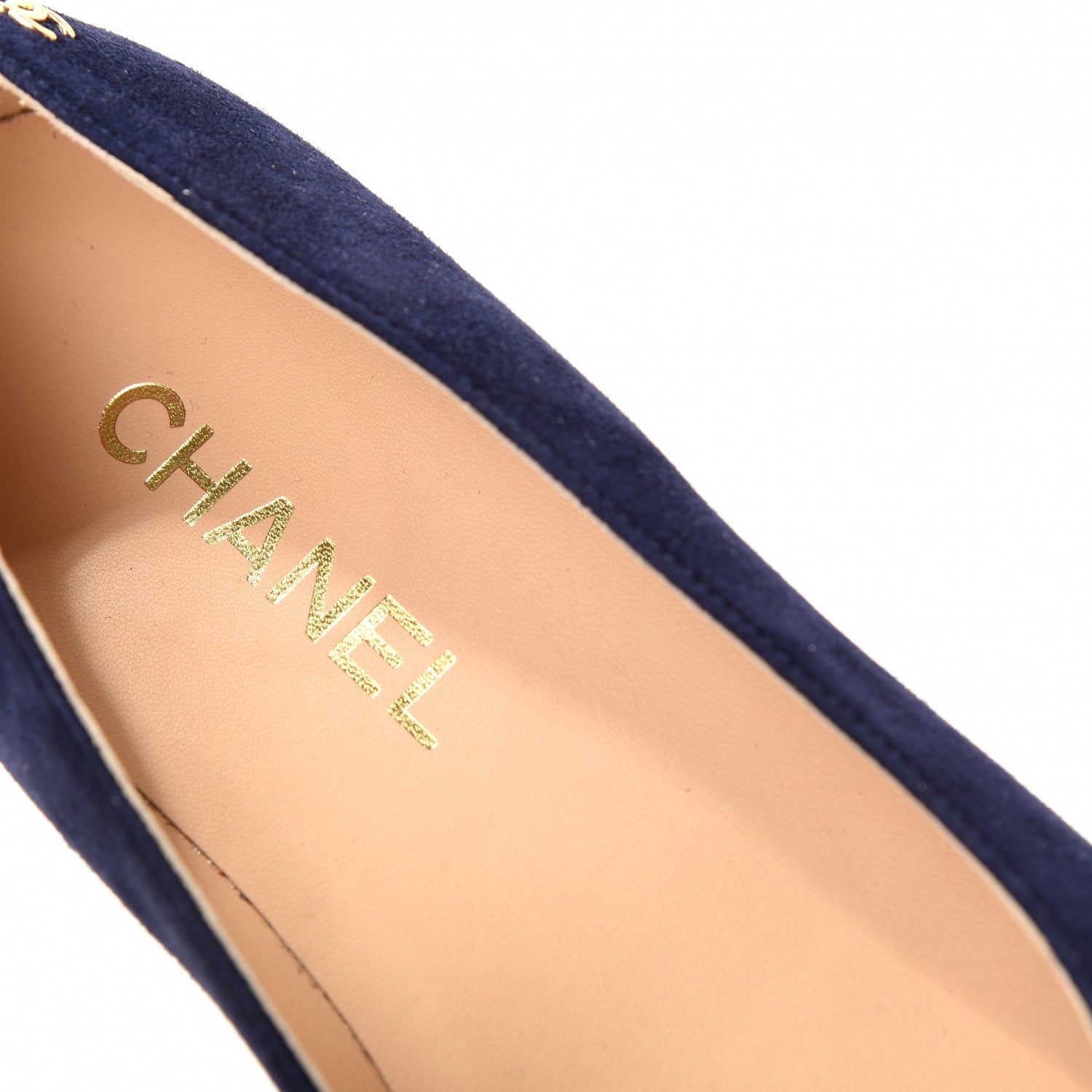 Chanel Suede Calfskin Grosgrain Cap Toe Chain Ballerina Flats 39.5 Navy Blue Black 8 of 10