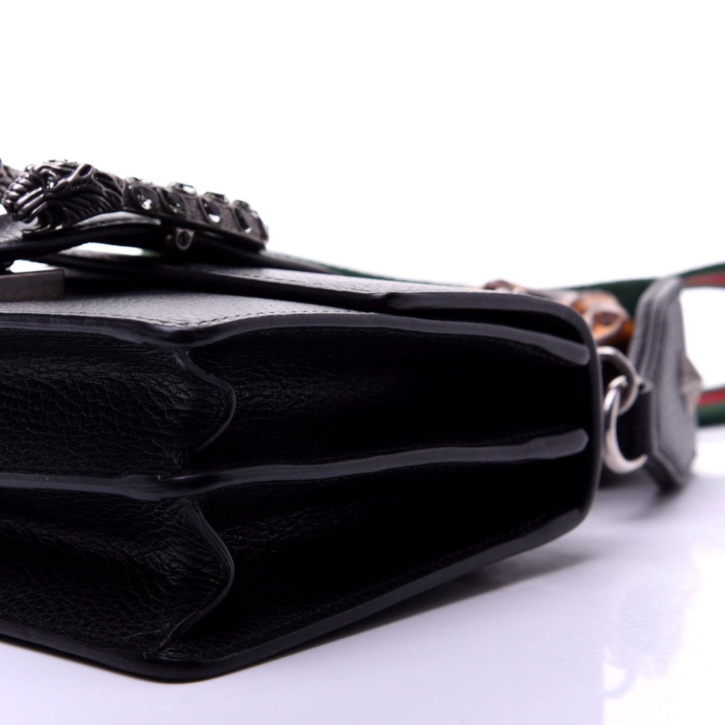 Dollar Calfskin Crystal Web Mini Dionysus Bamboo Top Handle Bag Black Black Diamond