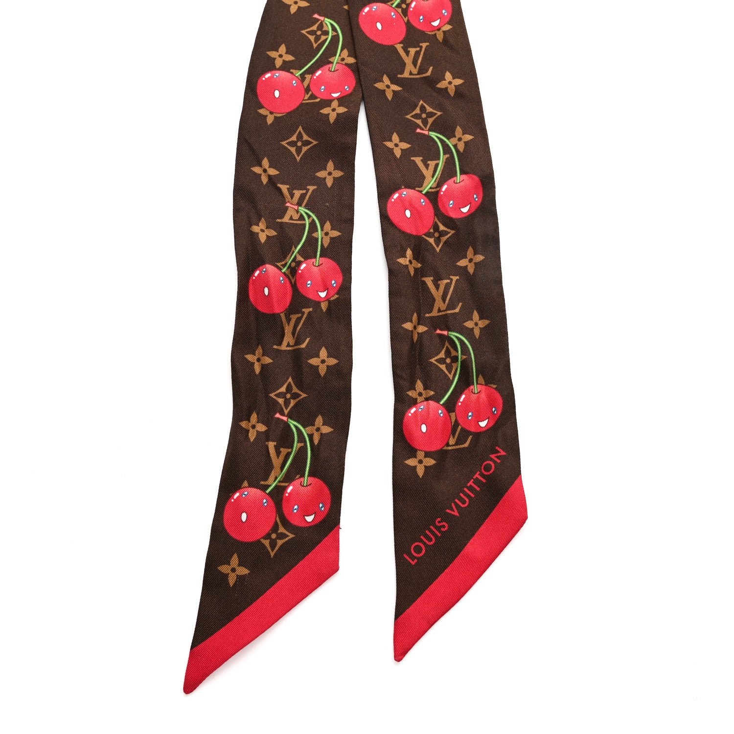 Louis Vuitton LV X TM Silk Monogram Cerises Bandeau Brown 1870660 Louis Vuitton LV X TM Silk Monogram Cerises Bandeau Brown 1870660