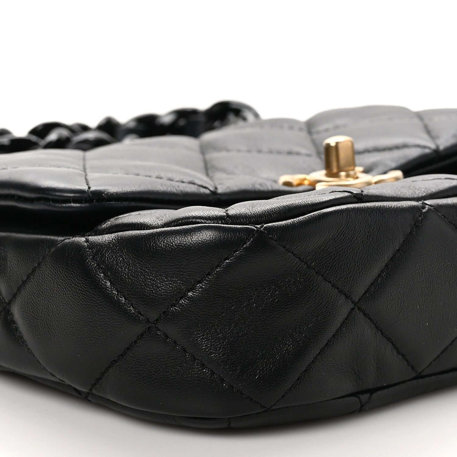 Chanel Lambskin Quilted Mini Lacquered Chain Flap Black 9 of 11