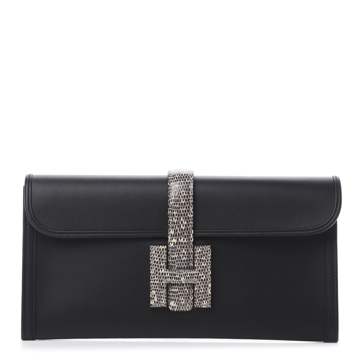 Hermes Swift Lizard Jige Elan Touch 29 Clutch Black Ombre 1 of 8
