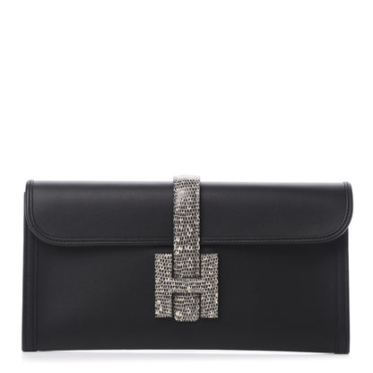 Hermes Swift Lizard Jige Elan Touch 29 Clutch Black Ombre 1 of 8