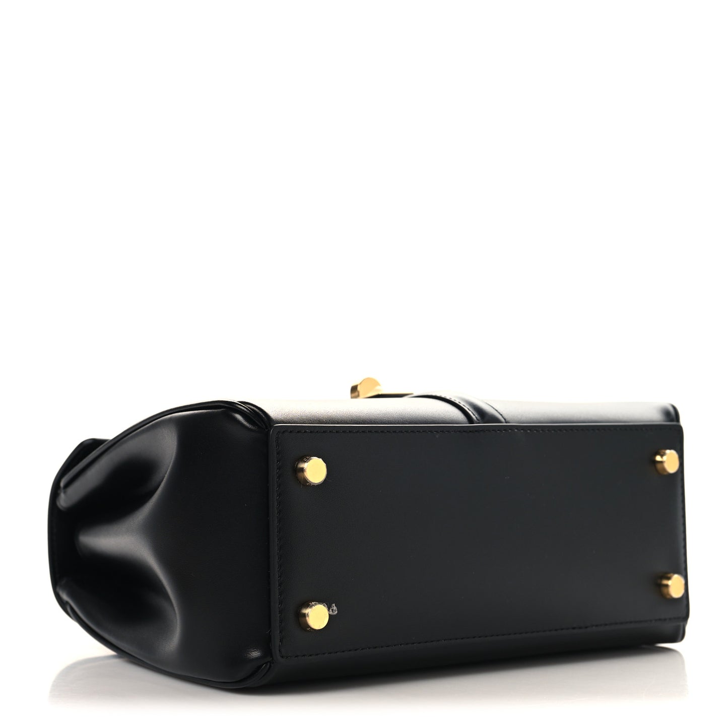 Satinated Calfskin Small 16 Top Handle Bag Black