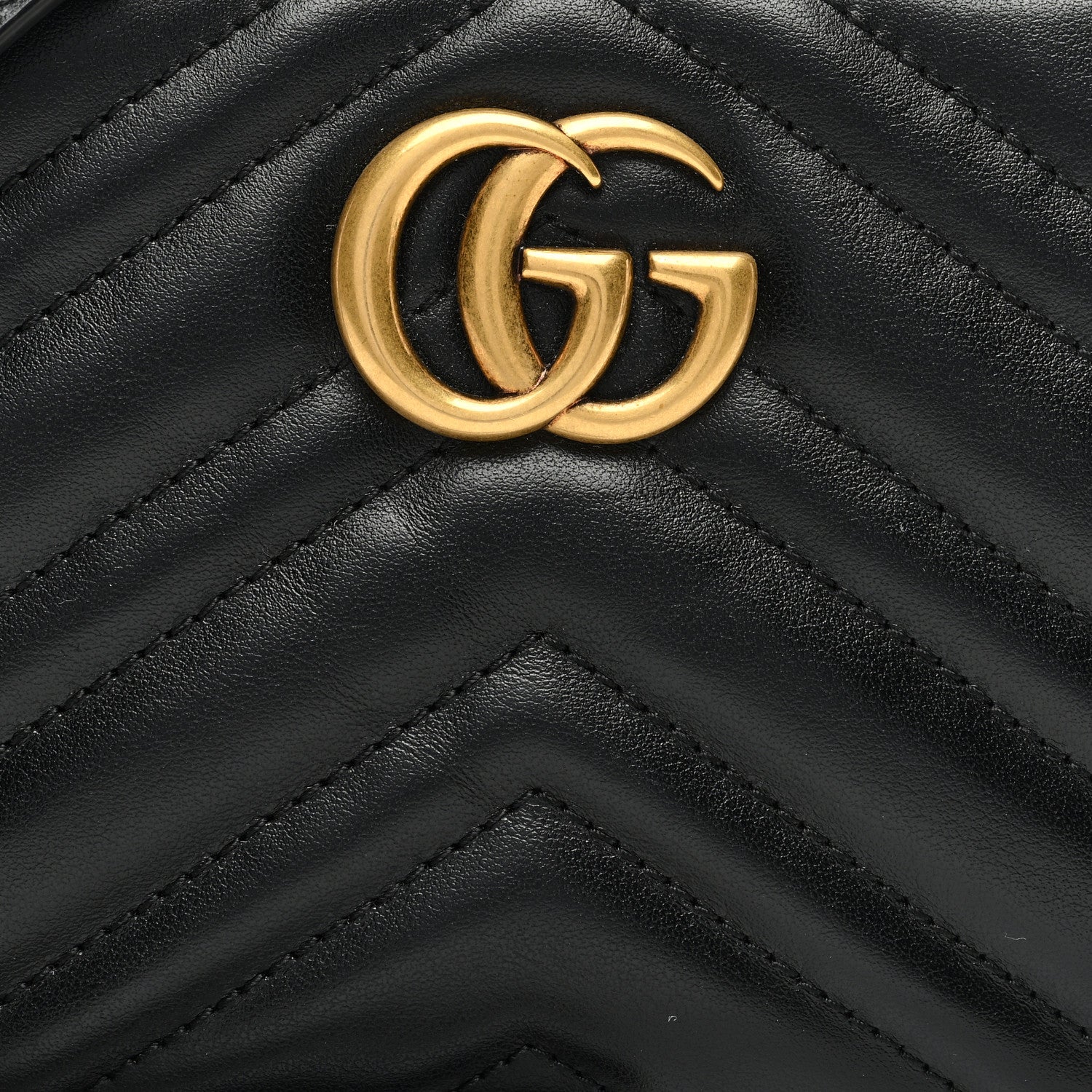 Gucci Calfskin Matelasse Mini GG Marmont Chain Shoulder Bag Black 9 of 11