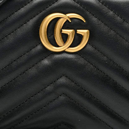 Gucci Calfskin Matelasse Mini GG Marmont Chain Shoulder Bag Black 9 of 11
