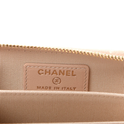 Chanel Iridescent Calfskin Quilted Zip Coin Purse Wallet Beige 6 of 8