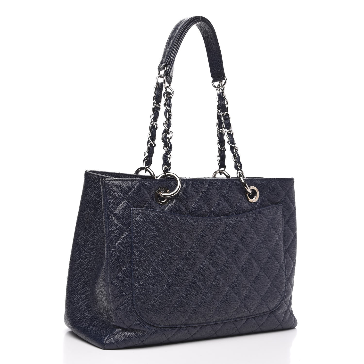 Chanel Caviar Quilted Grand Shopping Tote GST Dark Navy Blue 3 of 13