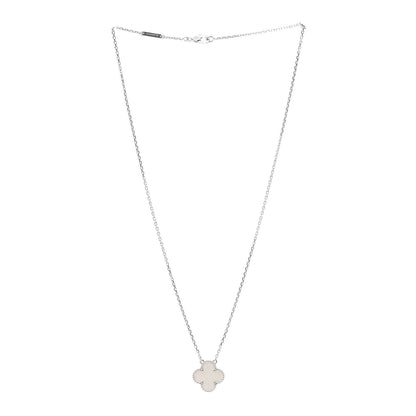 Van Cleef & Arpels 18K White Gold Mother of Pearl Vintage Alhambra Pendant Necklace 3 of 7