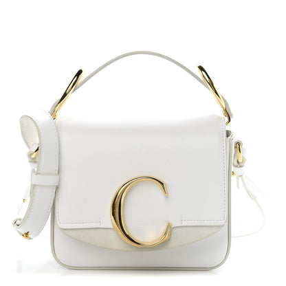 Chloe Shiny Calfskin Suede Mini C Double Carry Brilliant White 1 of 14