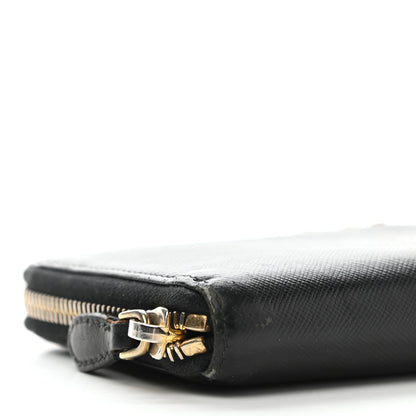 Prada Saffiano Metal Zip Around Wallet Black 7 of 10