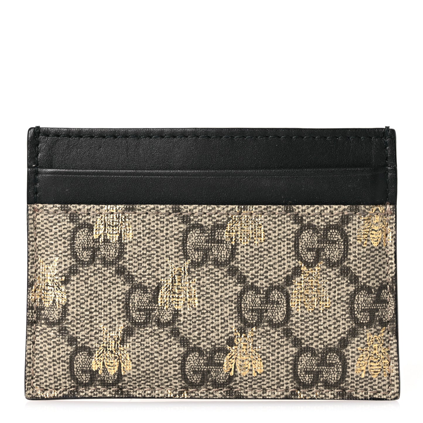 GG Supreme Monogram Bees Card Holder Black
