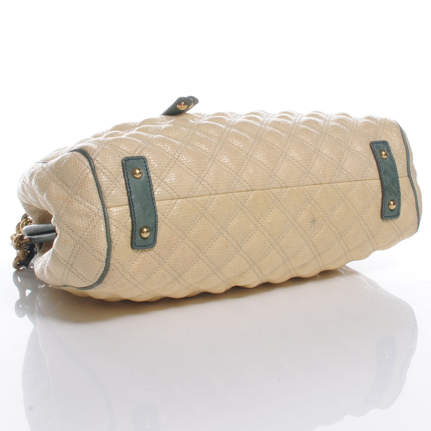 Marc Jacobs Quilted Leather Ostrich Trim Stam Tote Beige 4 of 7