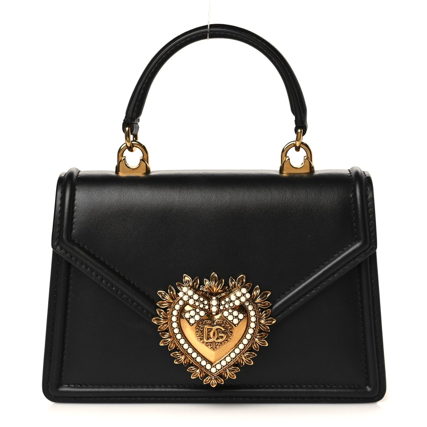Smooth Calfskin Small Devotion Envelope Top Handle Bag Black