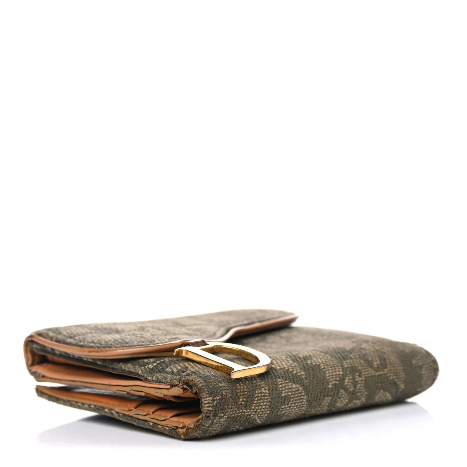 Christian Dior Monogram Compact Saddle Wallet Green 3 of 13
