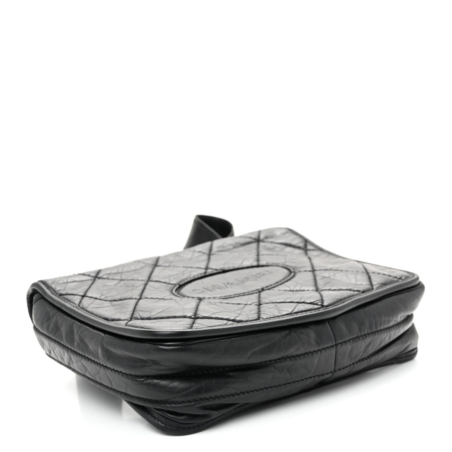 Chanel Aged Calfskin Quilted Vintage Ligne Messenger Flap Black 4 of 10