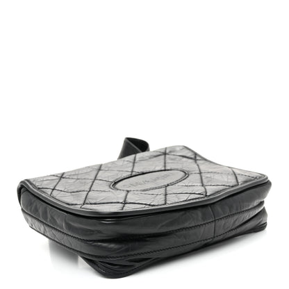 Chanel Aged Calfskin Quilted Vintage Ligne Messenger Flap Black 4 of 10