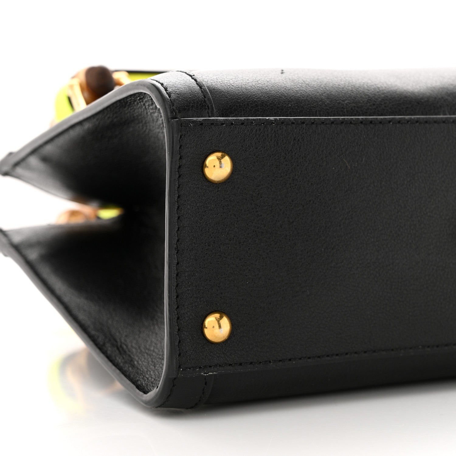 Gucci Wonka Grain Calfskin Mini Diana Tote Bag Black Yellow Fluo 9 of 12