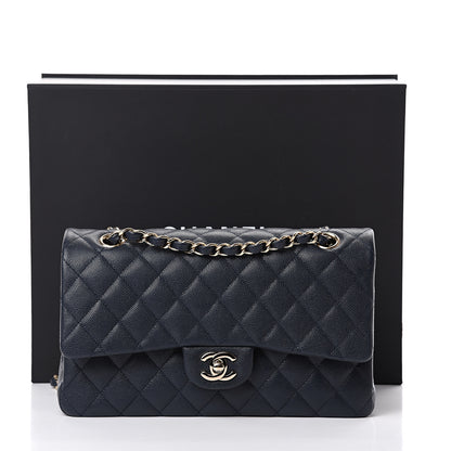 Chanel Caviar Quilted Medium Double Flap Dark Blue 10 of 10
