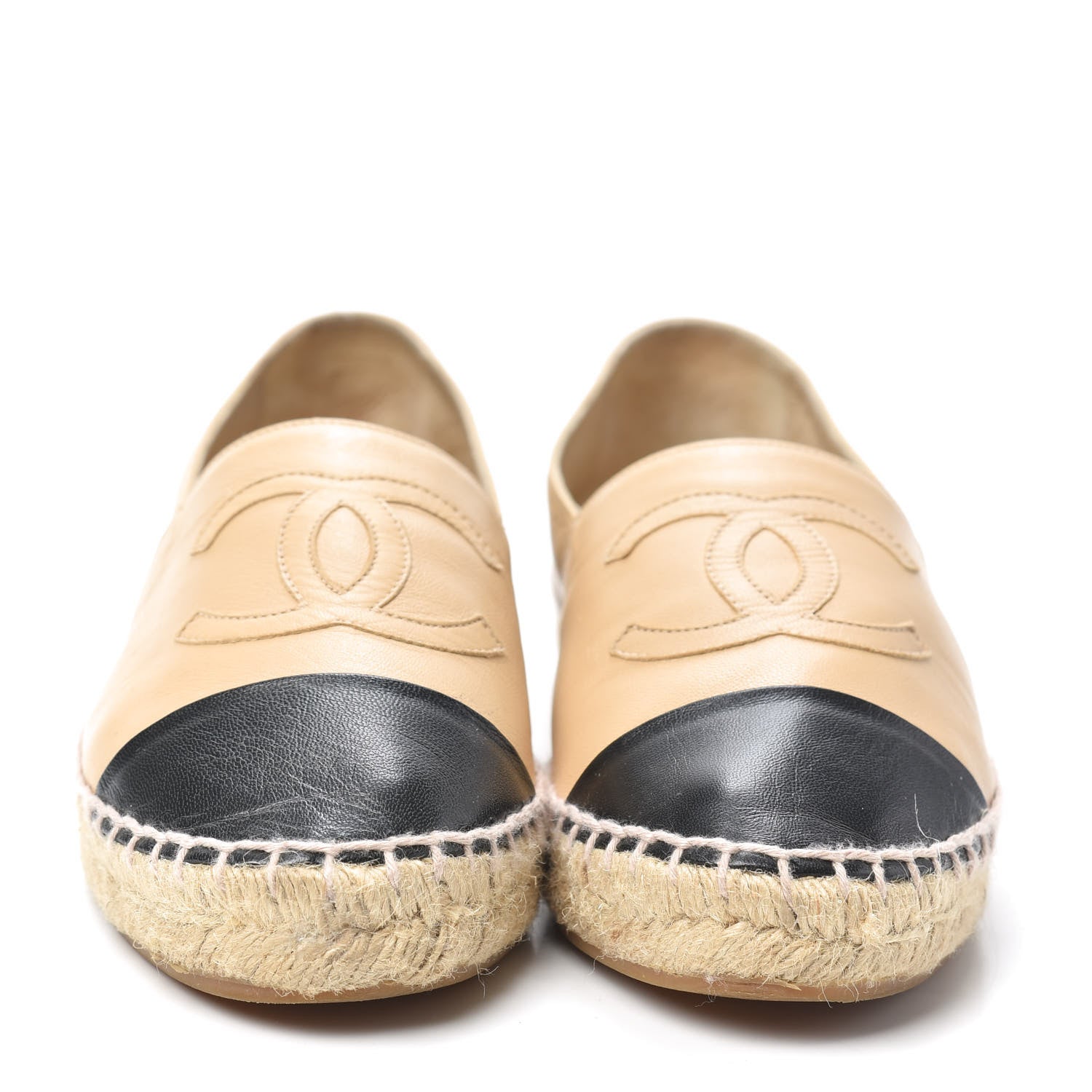 Chanel Lambskin CC Espadrilles 37 Beige Black 2 of 7