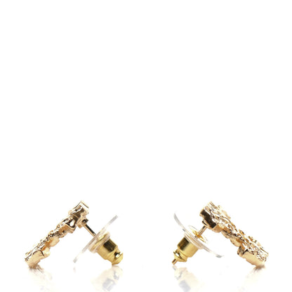 Chanel Metal Textured CC Earrings Gold 3 of 5