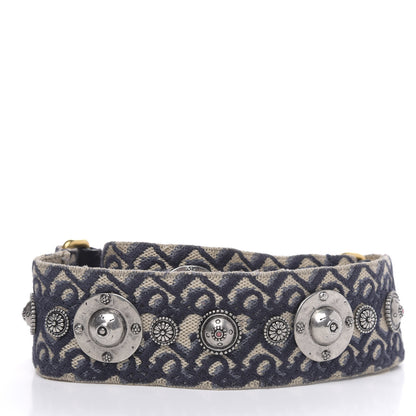 Christian Dior Oblique Studded Shoulder Strap Blue 2 of 7