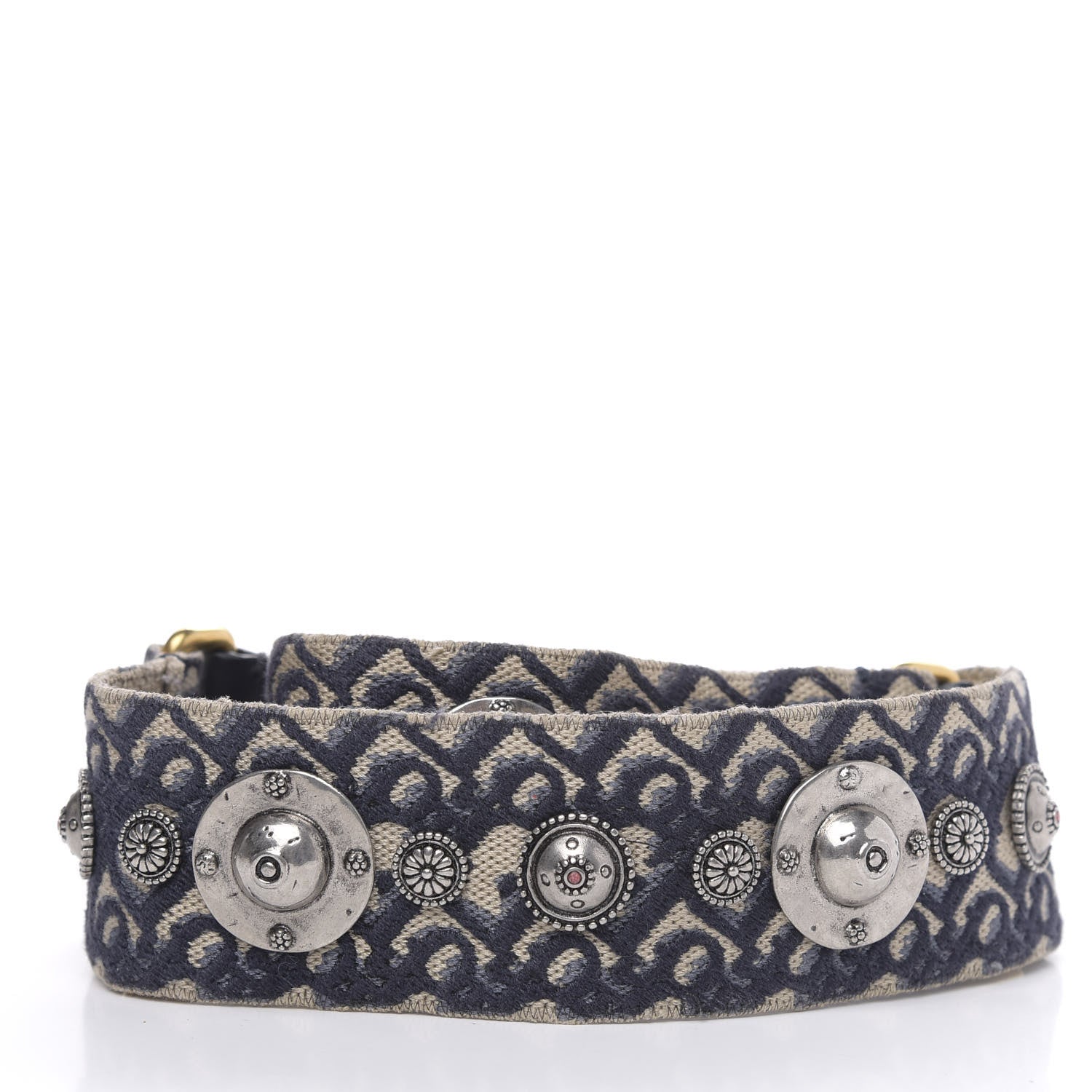 Christian Dior Oblique Studded Shoulder Strap Blue 2 of 7