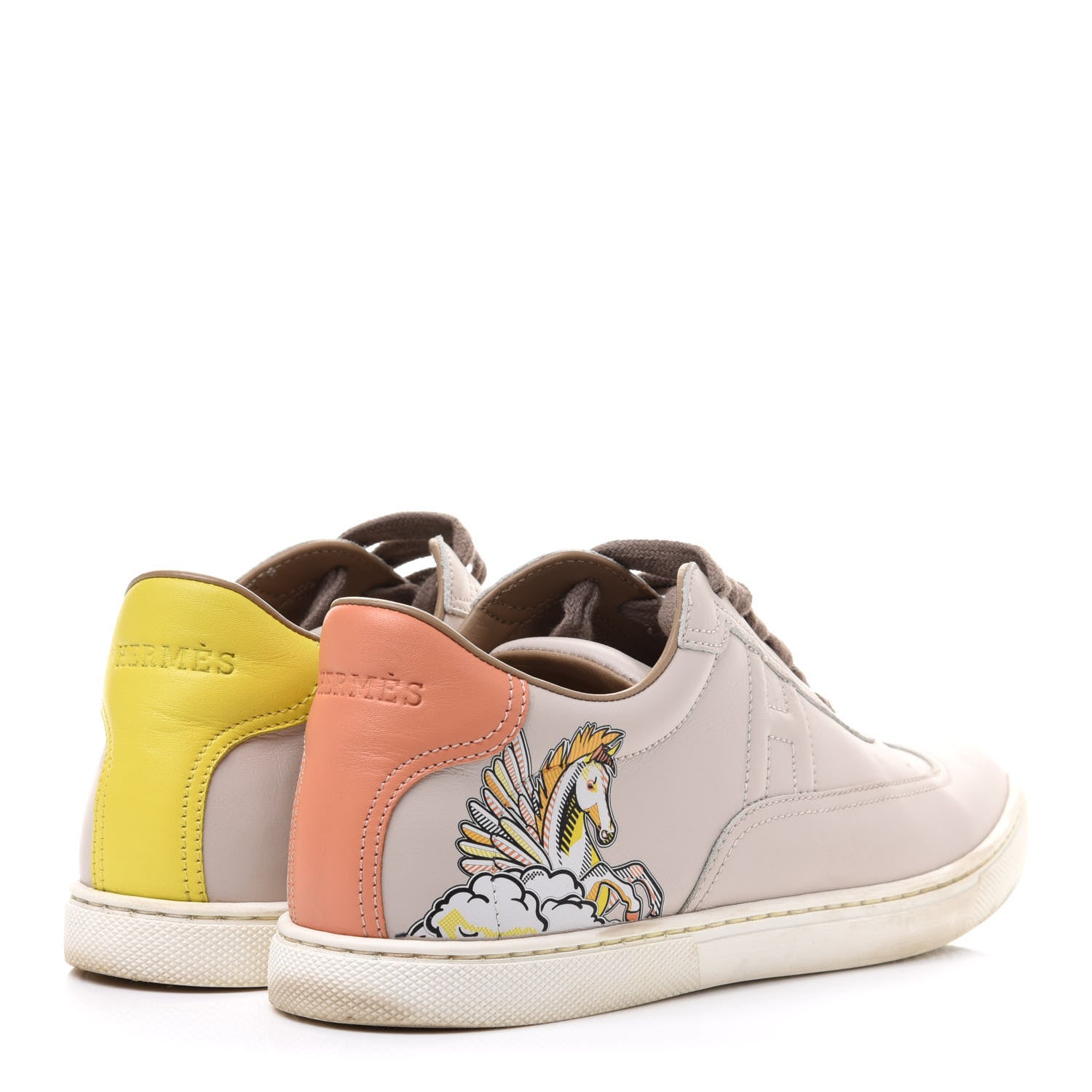 Hermes Calfskin Pegase Pop Quicker Sneakers 37 Beige Multicolor 5 of 12