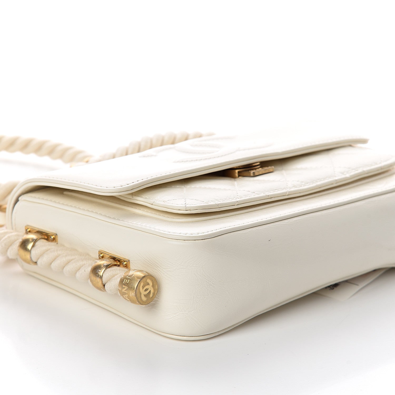 Chanel Crumpled Calfskin En Vogue Rope Flap White 538486